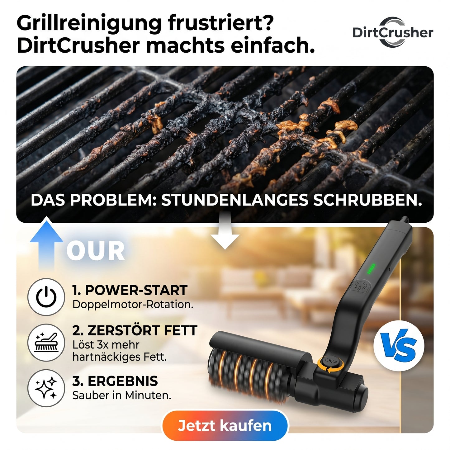 DirtCrusher Pro - Schluss mit ekelhaften Grillrosten