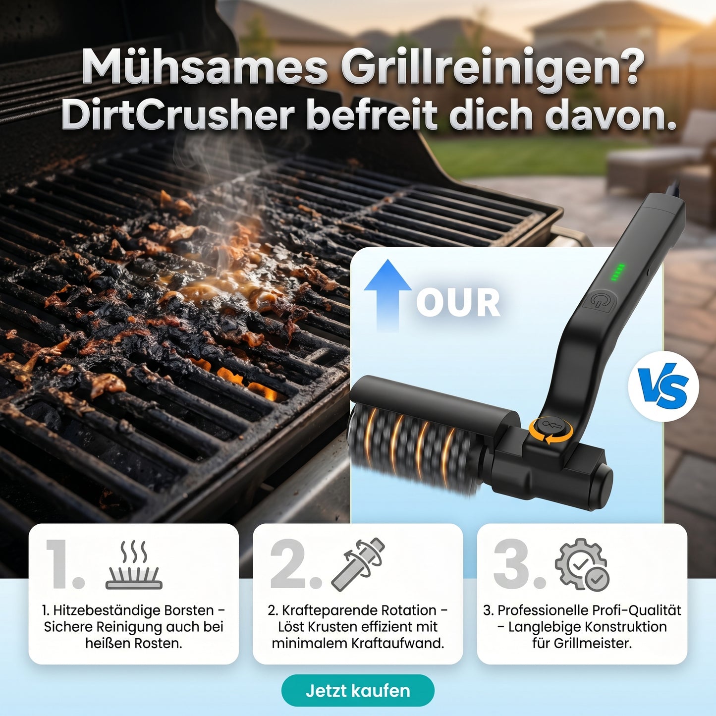 DirtCrusher Pro - Schluss mit ekelhaften Grillrosten